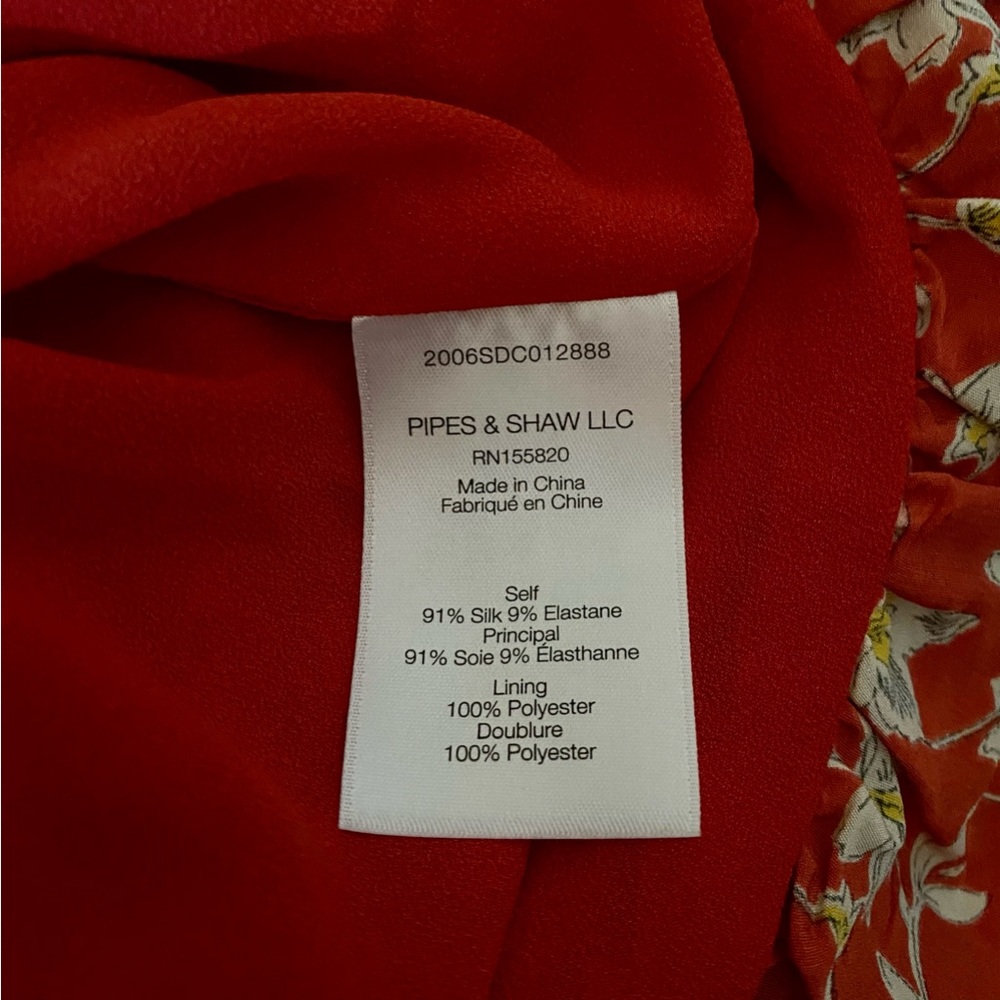 Floral Ruched V-Neck Mini Dress - Red - Picture 4 of 4